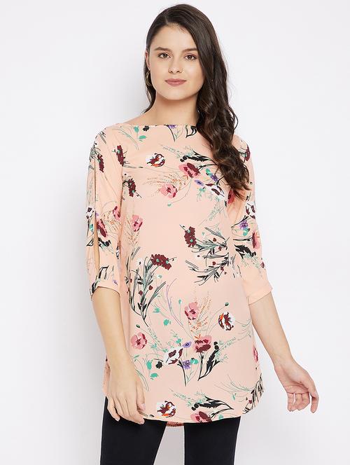 beige georgette aline tunic - 18051407 - Very Small Image - 1