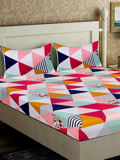 Multi Colored Polycotton Bedsheet - 18051429 - Very Small Image - 1