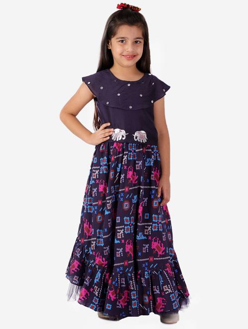 navy blue printed lehnga choli - 18051567 - Very Small Image - 1