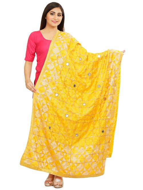 yellow chiffon dupatta - 18052275 - Very Small Image - 1