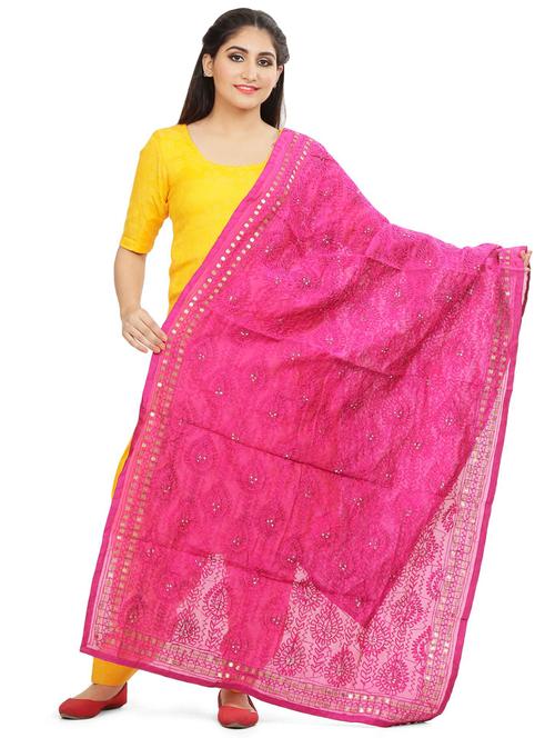 magenta chanderi dupatta - 18052284 - Very Small Image - 1