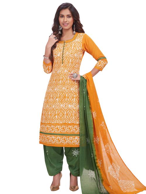 yellow cotton kurta salwar  set - 18052439 - Very Small Image - 1
