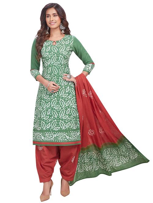 green cotton kurta salwar  set - 18052447 - Very Small Image - 1