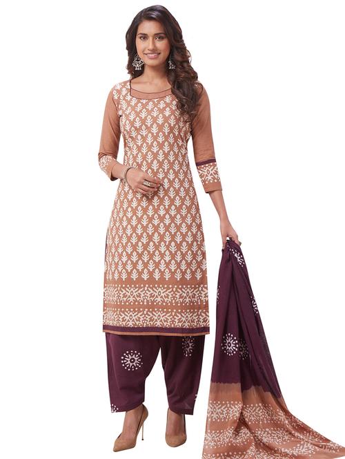beige cotton kurta salwar  set - 18052449 - Very Small Image - 1