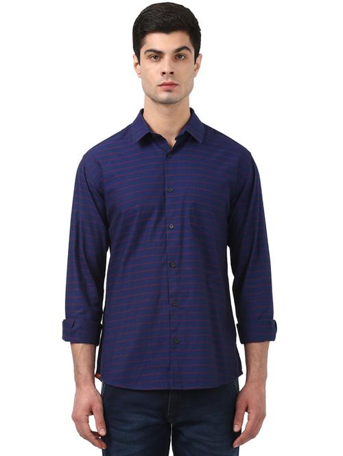 blue striped casual shirt - 18053086 - Very Small Image - 1