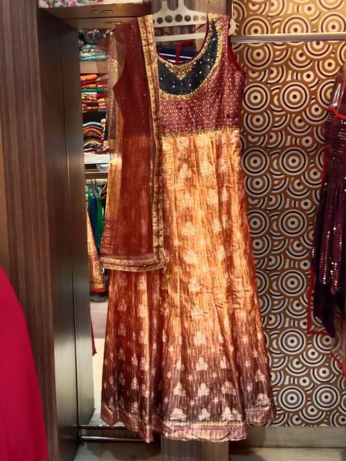 ladies gown fabric silk colour rust  - 18053224 - Very Small Image - 1