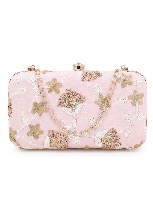 pink faux silk box clutch - 18053608 - Very Small Image - 1