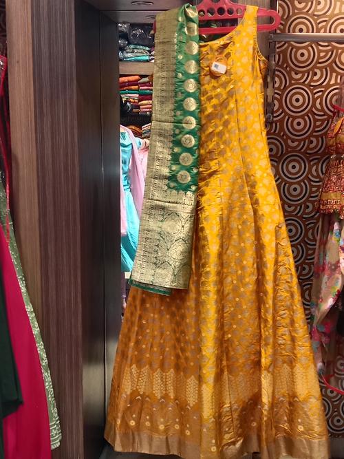 ladies gown with dupatta fabric silk  - 18054203 - Very Small Image - 1