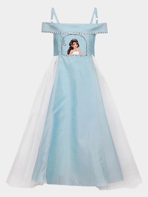 blue polyester party gown - 18054266 - Very Small Image - 1