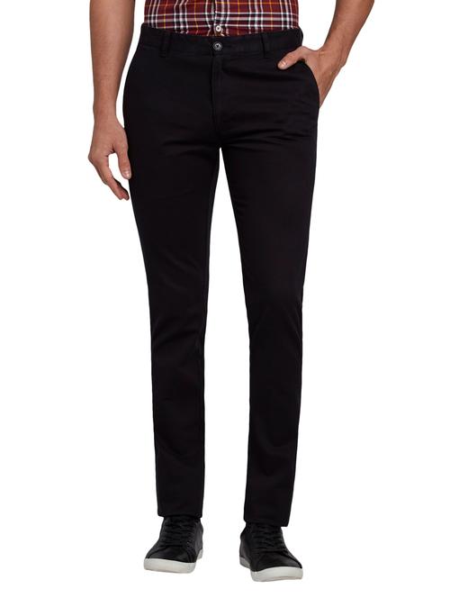 black textured flat front casual trouser - 18054806 - Very Small Image - 1