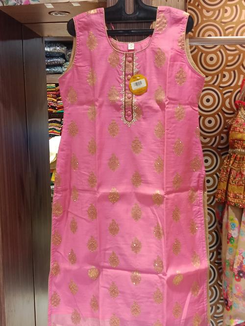 ladies straight kurta fabric silk pink  - 18055343 - Very Small Image - 1