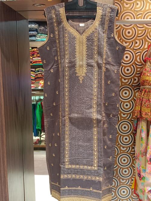 ladies straight kurta chanderi silk dark  - 18055348 - Very Small Image - 1