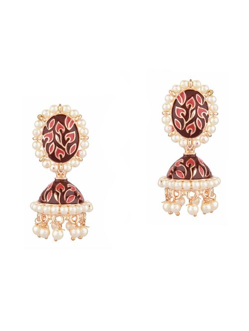 red metal jhumka earring - 18057296 - Very Small Image - 1