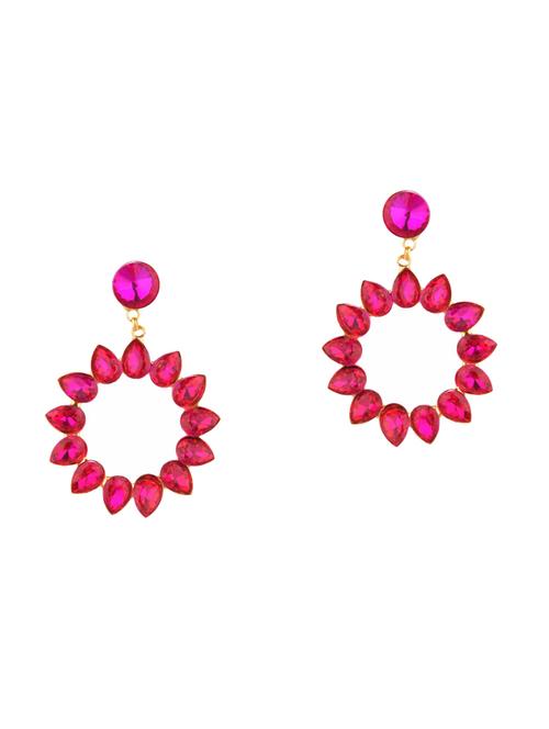 pink metal drop earring - 18057357 - Very Small Image - 1