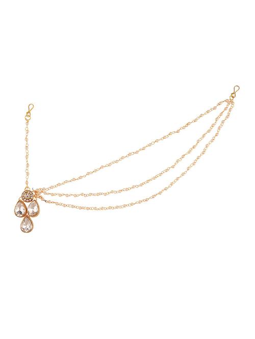 white metal maang teeka - 18057694 - Very Small Image - 1