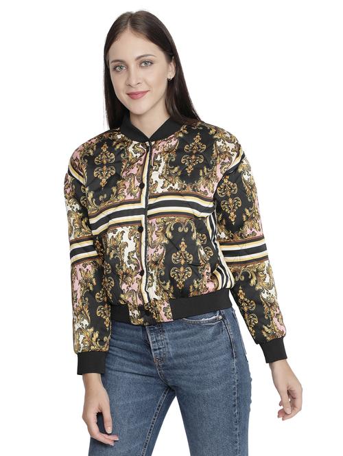 mandarin neck printed jacket - 18058814 - Very Small Image - 1