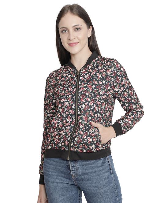 mandarin neck printed jacket - 18058818 - Very Small Image - 1