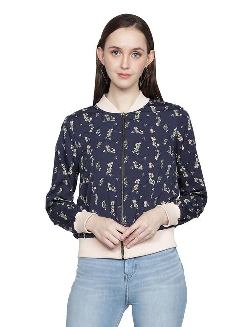 mandarin neck printed jacket - 18058822 - Very Small Image - 1