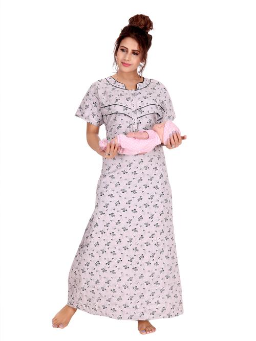 ankona maternity nighty is cotton fabric  - 18059090 - Very Small Image - 1