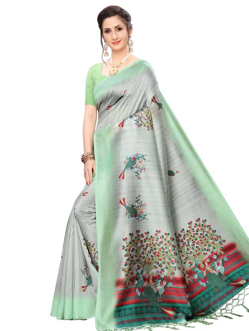 conversational printed saree  with blouse - 18059242 - Very Small Image - 1
