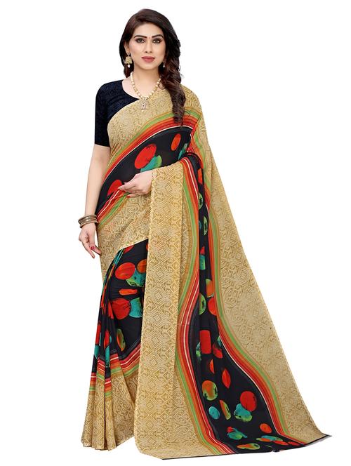 polka dots printed saree  with blouse - 18059312 - Very Small Image - 1