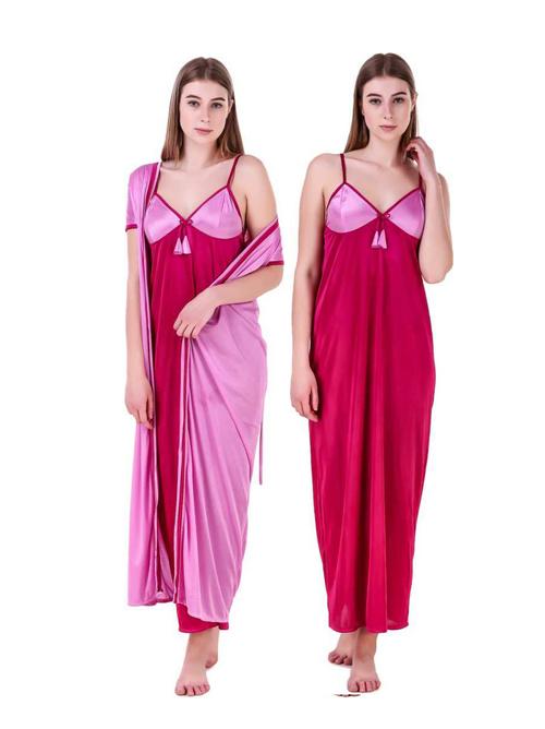 ankona women satin with robe nighty  - 18060093 - Very Small Image - 1