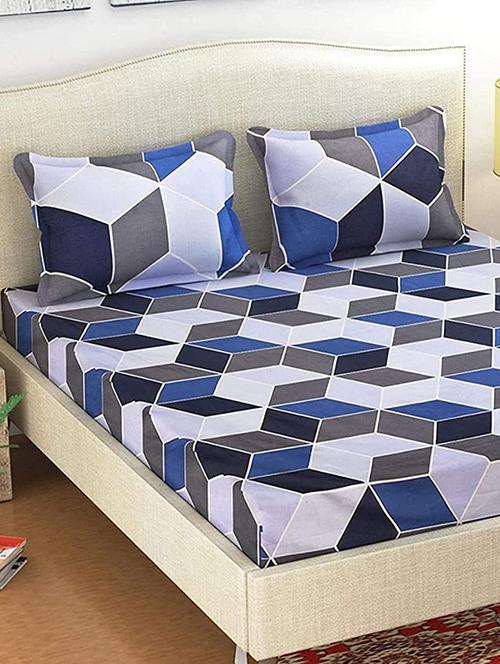 Multi Colored Cotton Blend Bedsheet - 18061208 - Very Small Image - 1