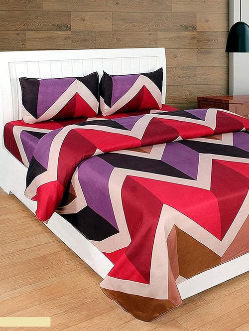 Multi Colored Cotton Blend Bedsheet - 18061218 - Very Small Image - 1