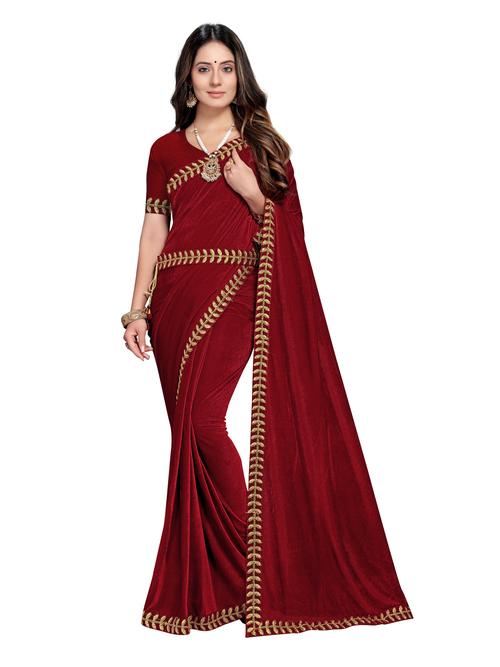 saree fabric : velvet with imitation jewellery with camar belt - 18061754 - Very Small Image - 1