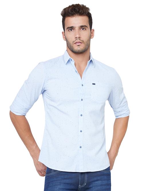 light blue printed casual shirt - 18061957 - Very Small Image - 1
