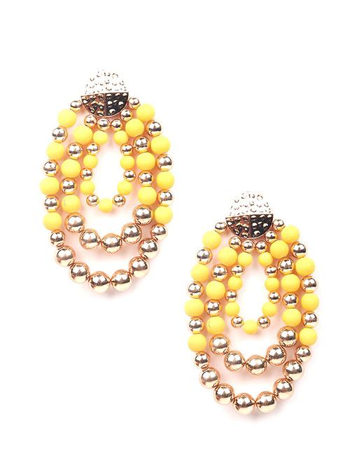 yellow metal drop earring - 18065598 - Very Small Image - 1
