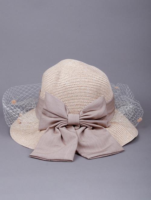 cream colored bow-tie boater hat - 18066937 - Very Small Image - 1