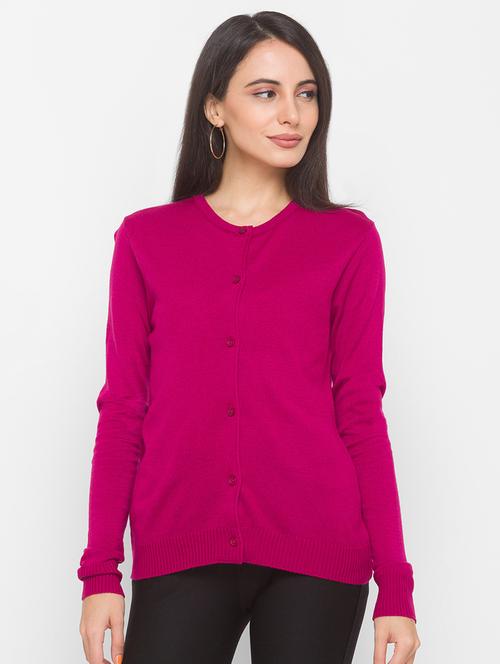 fuschia acrylic regular cardigan - 18068267 - Very Small Image - 1