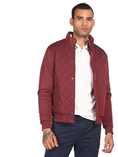 red solid quilted jacket - 18068683 - Very Small Image - 1