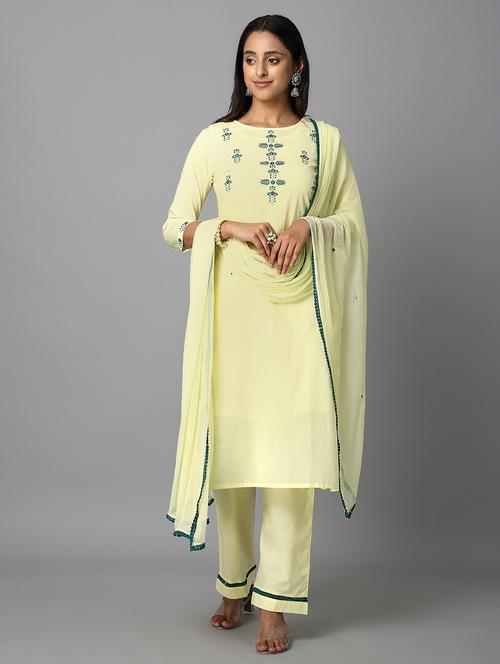 yellow cotton kurta palazzo  set - 18069084 - Very Small Image - 1