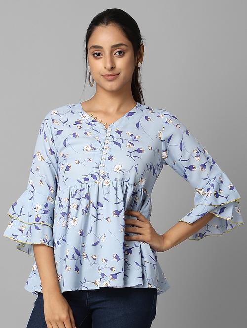 women's peplum v neck top - 18069113 - Very Small Image - 1