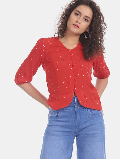 red rayon regular top - 18069546 - Very Small Image - 1
