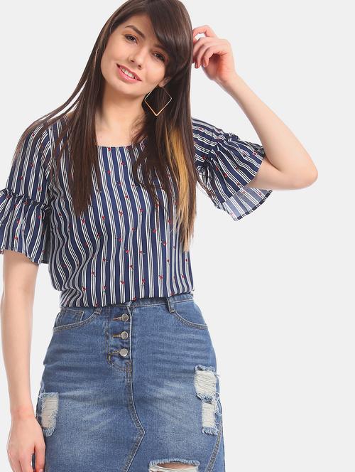 navy blue rayon regular top - 18069550 - Very Small Image - 1