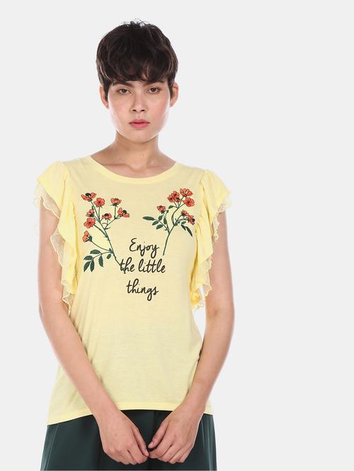 women's ruffle round neck top - 18069583 - Very Small Image - 1