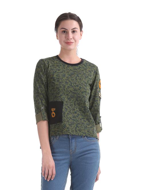 green cotton regular top - 18069603 - Very Small Image - 1