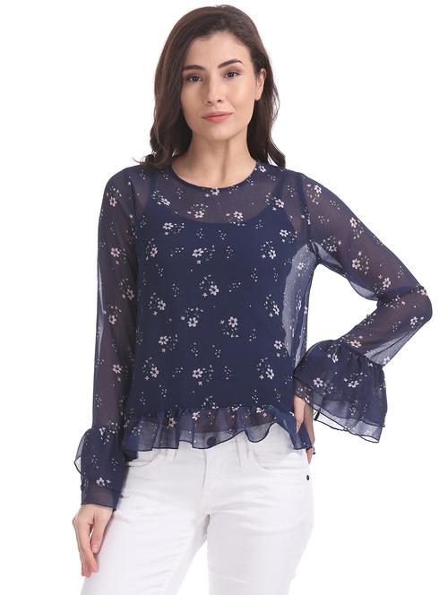 navy blue polyester regular top - 18069648 - Very Small Image - 1