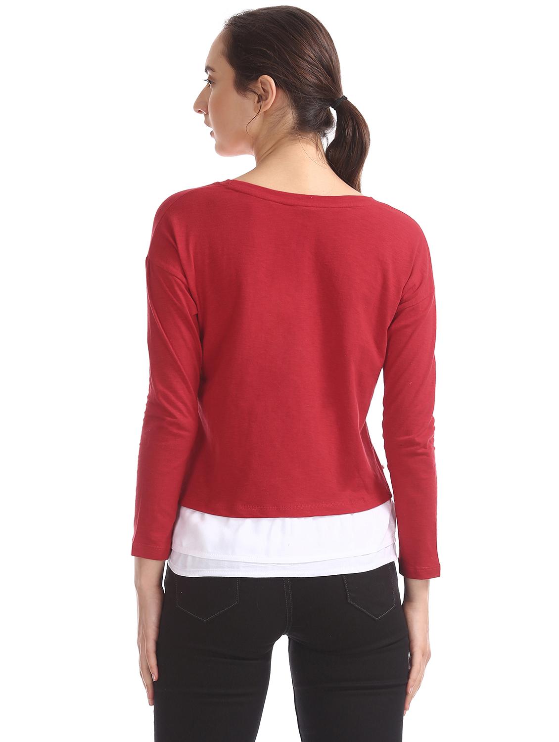 women's straight round neck top - 18069660 - Zoom Image - 2