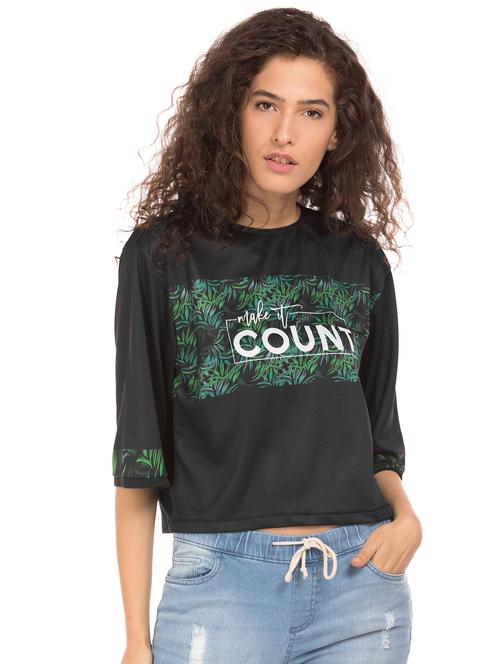 black polyester regular top - 18069821 - Very Small Image - 1