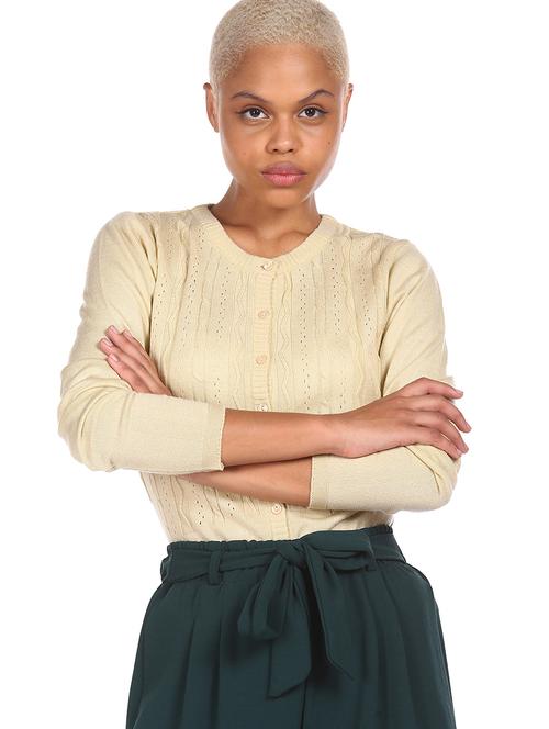 beige cotton cardigan - 18070364 - Very Small Image - 1