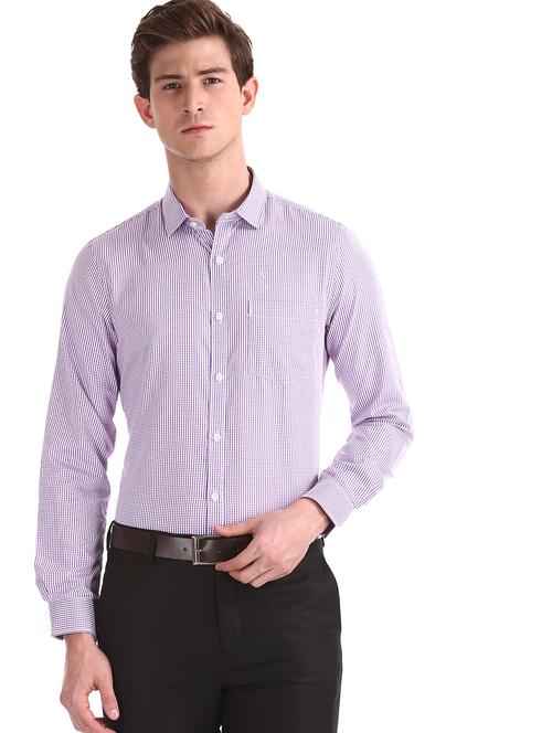 lavender striped formal shirt - 18070698 - Very Small Image - 1
