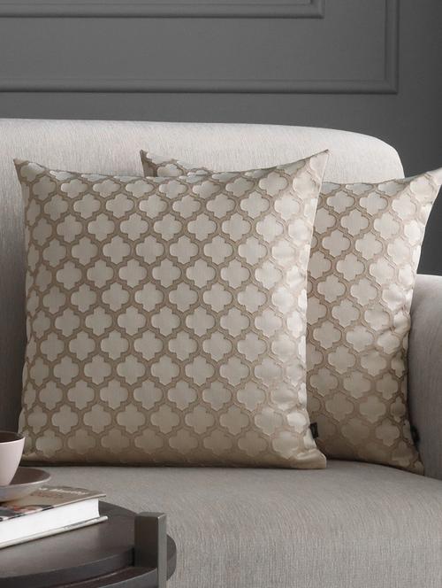 gm 16 x 16" jacquard geometric grey cushion cover (set of 2) - 18072647 - Very Small Image - 1