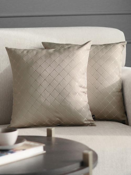 gm 16 x 16" jacquard abstract beige cushion cover (set of 2) - 18072670 - Very Small Image - 1