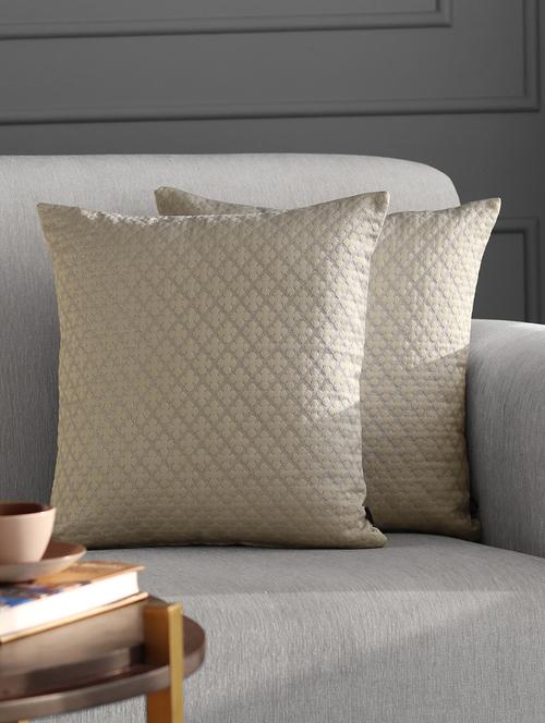 gm 16 x 16" jacquard abstract beige cushion cover (set of 2) - 18072704 - Very Small Image - 1