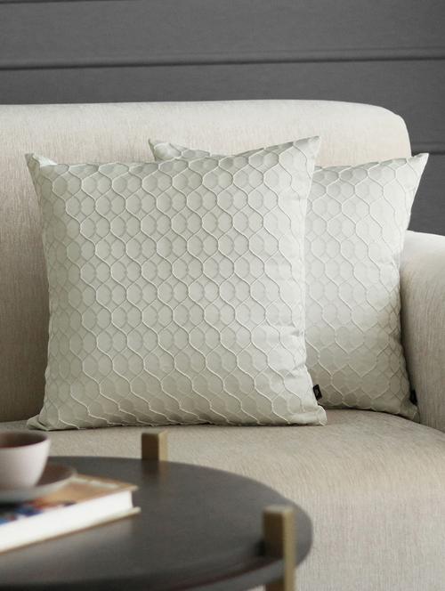 gm 16 x 16" jacquard abstract off white cushion cover (set of 2) - 18072714 - Very Small Image - 1
