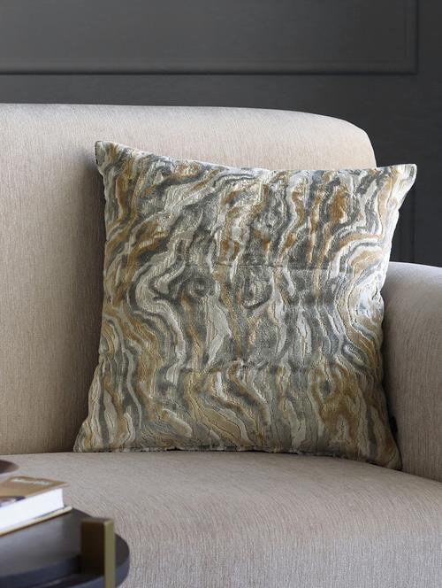 gm 16 x 16" velvet abstract grey cushion cover - 18072720 - Very Small Image - 1